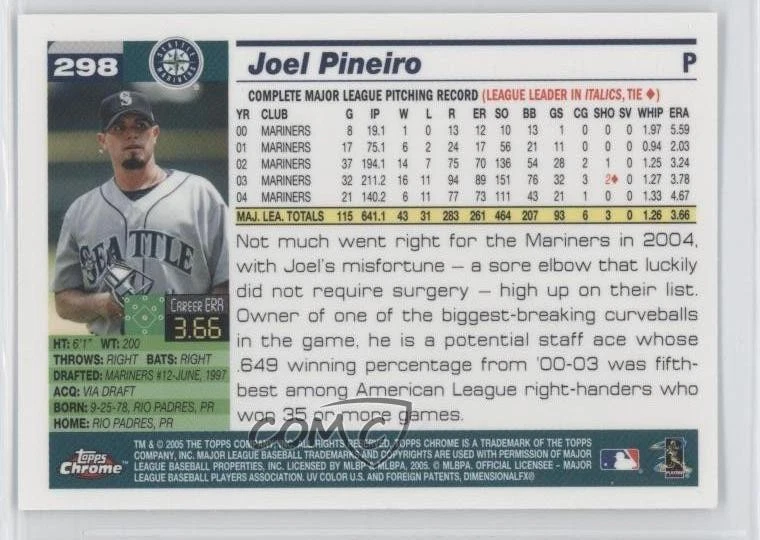 2005 Topps Chrome Joel Pineiro #298 - Image 2 of 2