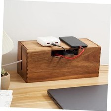 Acacia Wood Cable Management Box, Wooden Cord Hider Organizer for Power