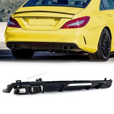 Heckdiffusor Auspuff Endrohre Schwarz f&uuml;r Mercedes CLS W218 C218 AMG Line