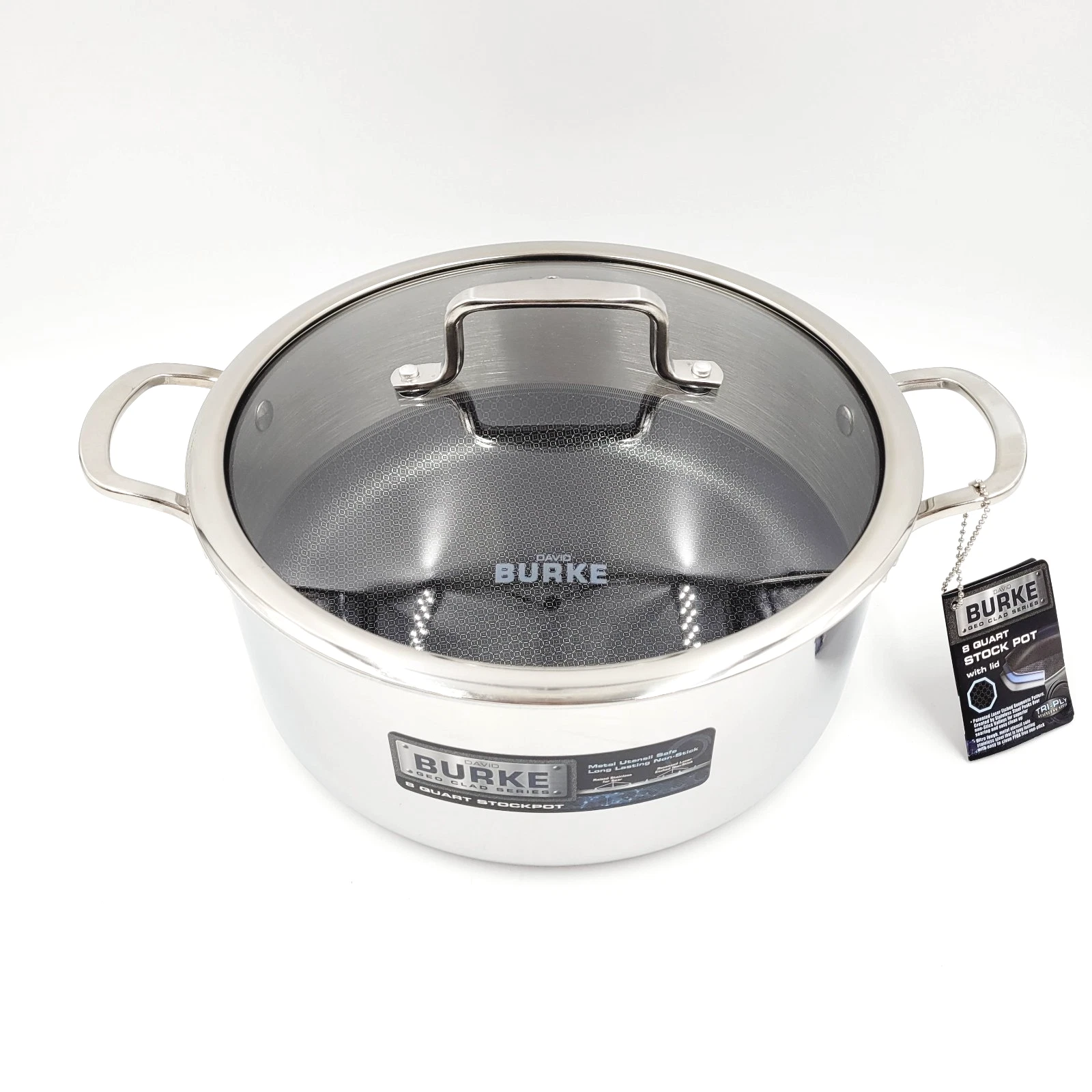 David Burke GEO CLAD Series Tri-Ply Stainless Steel 8qt. 7.6L Stockpot with Lid
