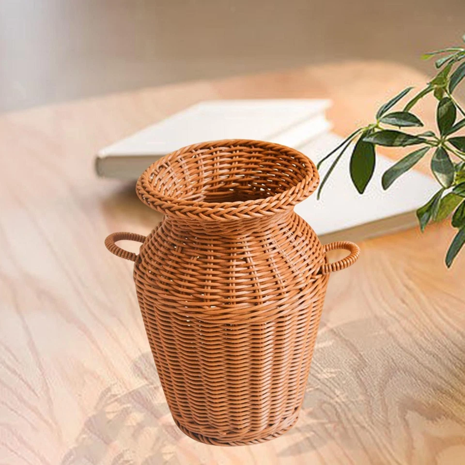 Retro Style Woven Vase Dry Flower Flower Arrangement Art Crafts Round Handmade