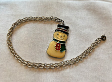 Vintage Wallace Silversmiths Pewter Snowman Necklace