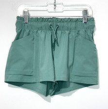 Athleta Girl Explore More Shorts M 8-10 Teal Pockets Drawstring Elastic Waist