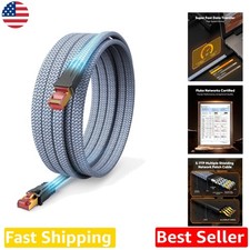 High Speed 80ft Cat 8 Ethernet Cable, 2000MHz Braided Flat Patch Cord