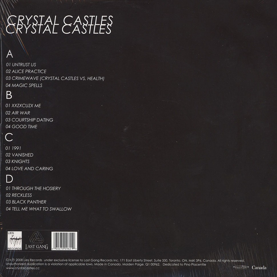 Crystal Castles - Crystal Castles (Vinyl 2LP - 2008 - US - Reissue