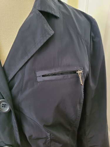 CHICO'S Rain JACKET Size 0 Navy Button Down Pockets - Picture 5 of 11
