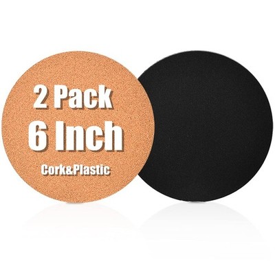 6'' Cork Coasters, Round Cork & Plastic Plant Saucers for Gardening, Cork triv...
