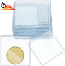 Fainne 50 Pcs Single Pocket Coin Sleeves Collector Individual Clear Plastic Slee