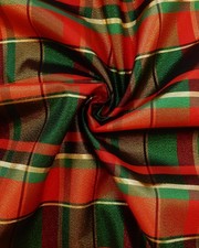TELA TAFETÁN A CUADROS METALIZADA MULTICOLOR VERDE ROJO (60 pulg.) Vendido por yarda