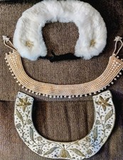 VINTAGE Lot DETACH COLLARS Real FUR EMBROIDER Beads GLINTEX Faux Pearl EXCELLENT