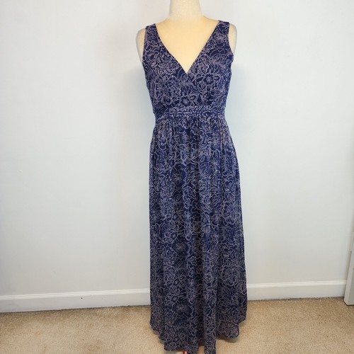 Motherhood Maternity Floral Chiffon Maxi Dress Size M Sleeveless V-Neck Cottage