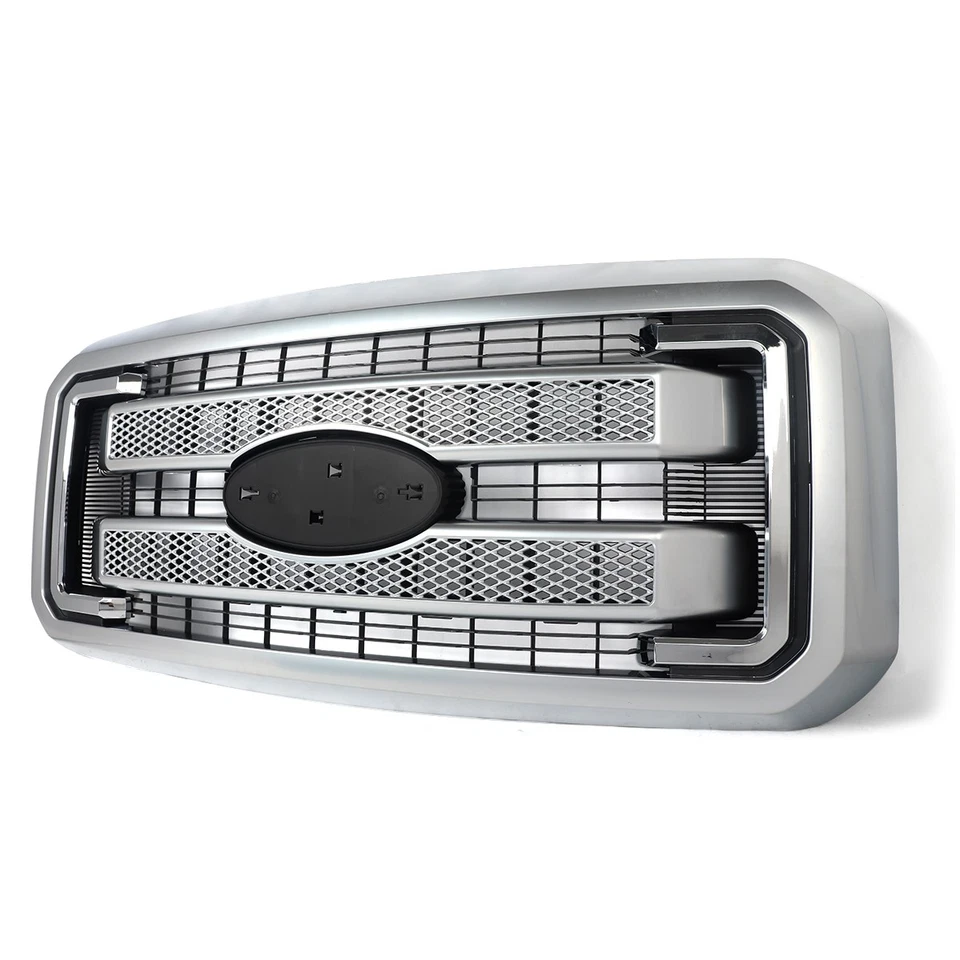 For 2011-16 Ford F250 F350 Super Duty Platinum Satin Aluminum Front Upper Grille Foto 3 de 4