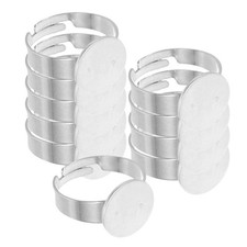 20Pcs Silver Stainless Steel Adjustable Blank Rings Durable Jewelry Making Bases