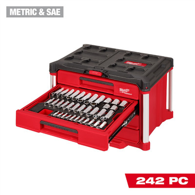 Milwaukee Tool 242-Teilig 1/4 3/8 1/2 Zoll Antriebs Ratschen- und Nuss-Satz