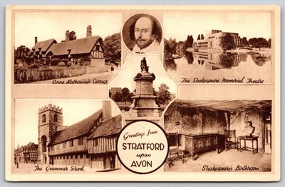 Vintage Stratford Upon Avon Multi-View Postcard by Photochrom Co. B241