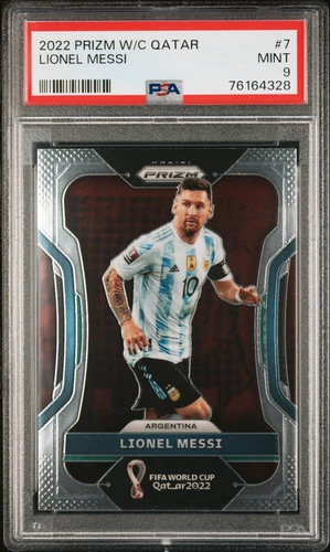 2022 PANINI PRIZM WORLD CUP QATAR #7 LIONEL MESSI PSA 9
