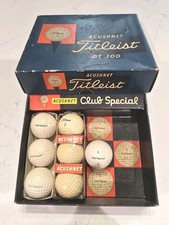 VINTAGE RARE TITELIST ACHUSHET DT 100/CLUB SPECIAL BOX WITH SEVEN BALLS 1950'S