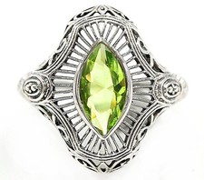 1CT Natural Peridot 925 Solid Sterling Silver Filigree Ring Jewelry Sz 7 ZF-2
