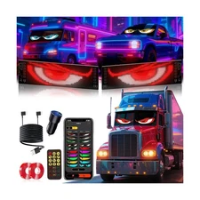 2PCS 23"x5" Devil Eyes Light for Windshield-Dual Screen Sync, Led Eyes for Ca...