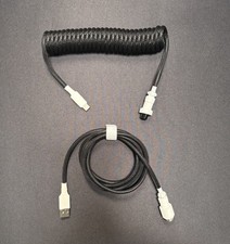 Drop White on Black Coiled Keyboard USB Cable - Aviator
