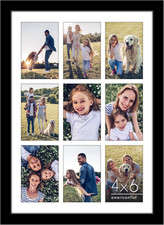 Americanflat 4X6 Collage Picture Frame - Fits 9 - Engineered Wood - Black  Over