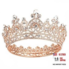 Crown for Women Crystal Queen Crowns and Tiaras Girls Full Round ROSE GOLD