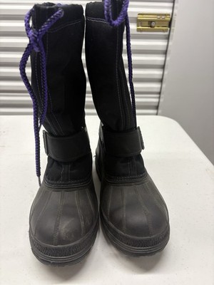 Vintage Artic Cat Insulated Winter Snow Boots Mens Size 8 Black Purple