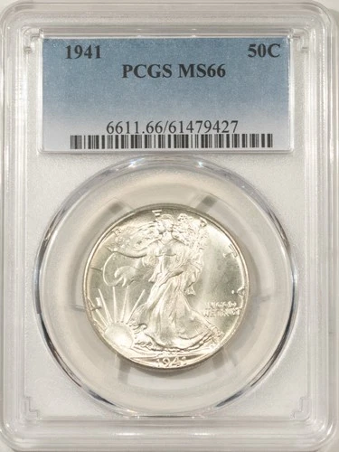 1941 WALKING LIBERTY HALF DOLLAR - PCGS MS-66, FRESH PREMIUM QUALITY!