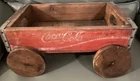 Coca-Cola Vintage Wooden Carrier Wagon with Wheels Red Brown Soda Theme
