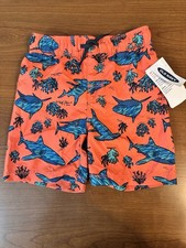 Old Navy Toddler NWT Swim Trunks Color Coral With Reef Sharks Size 2T