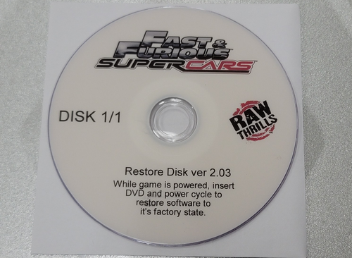 Fast & Furious Super Cars Raw Thrills Recovery Disk DVD V2.03 für Arcade Spiel - Bild 1 von 2