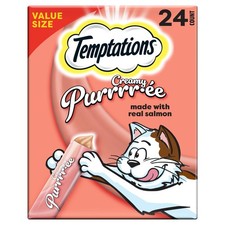 Temptations Creamy Puree Squeezable Lickable Wet 24 Count Pack of 1 , Salmon