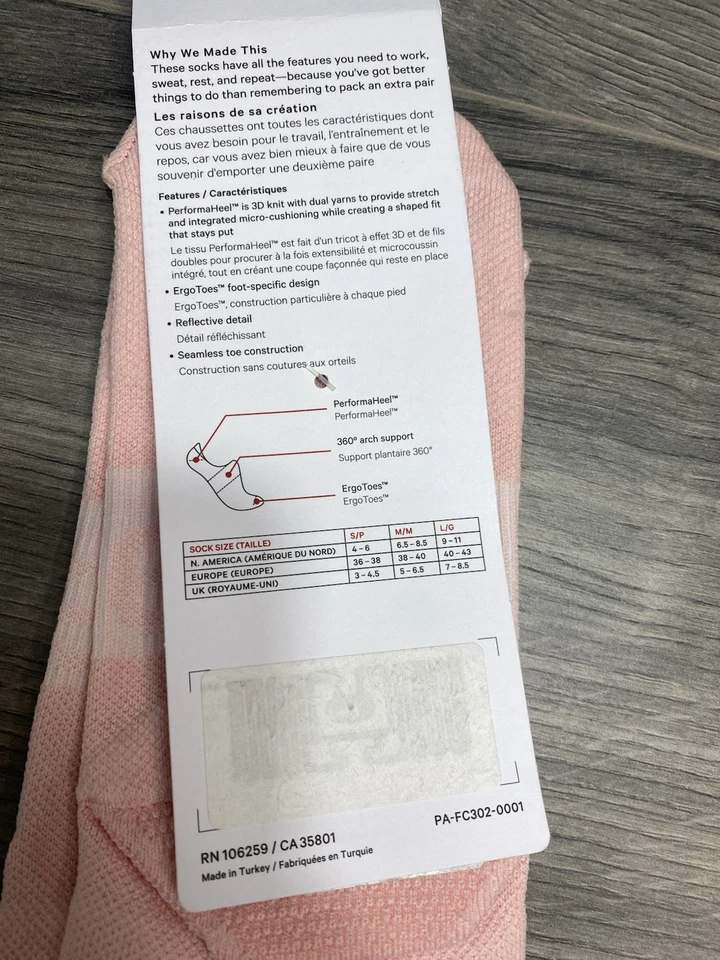 Calcetín para mujer Lululemon Power Stride Tab 1 par rosa nuevo con etiquetas talla grande Foto 4 de 4