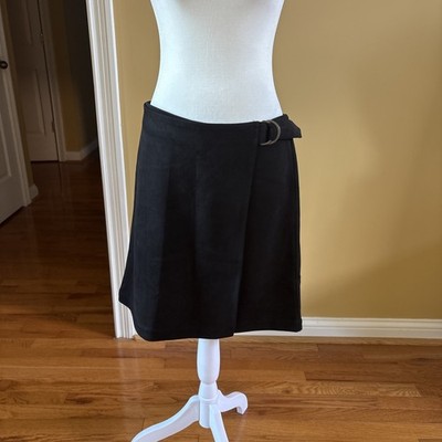 Banana Republic Faux Suede Wrap Skirt, Black, 6 Tall, Retail 69.99, NWT