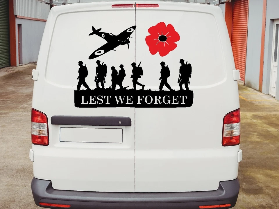 Lest We Forget Remembrance Day Stickers Poppy Soldier Patriotic Car Vinyl Quote - Image 3 of 4