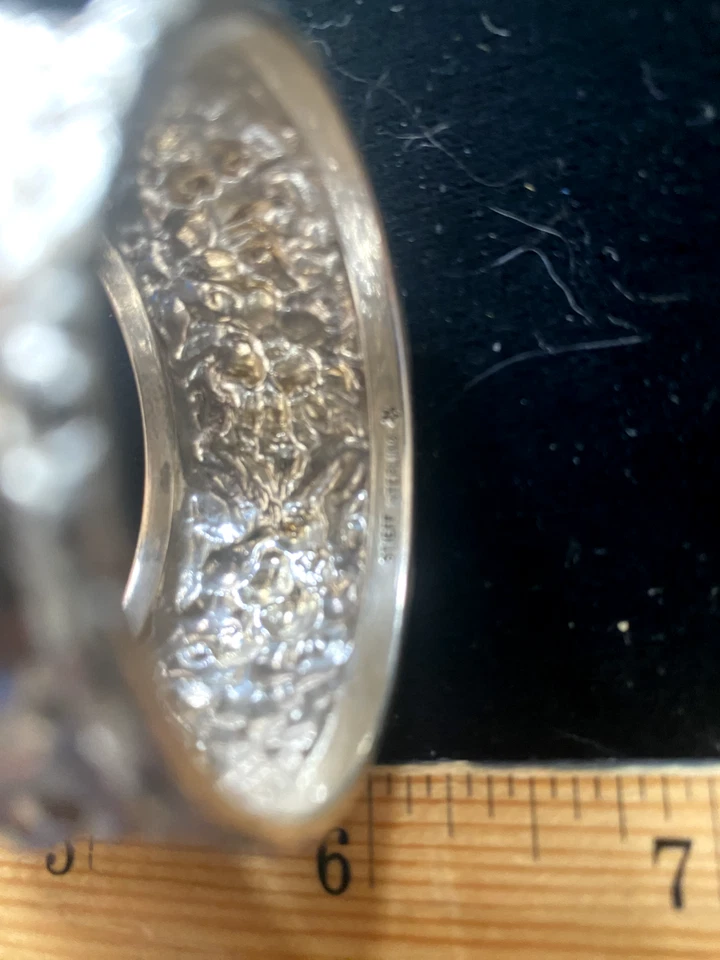 ANILLO SERVILLETA PLATA ESTERLINA 2 STIEFF ROSA AÑOS 40 anillo es 1" PARTE DE JUEGO GRANDE EN Foto 2 de 2