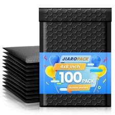 Poly Bubble Mailer 4x8" 100pcs Small Padded Envelope Mailing Bags 4x7 Black #000