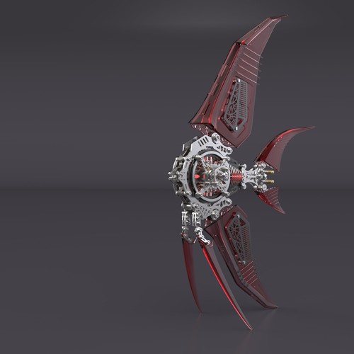 Intricate Mechanical Bird Sculpture, Stainless Steel and Brass, Metallic Asse... - Picture 6 of 6