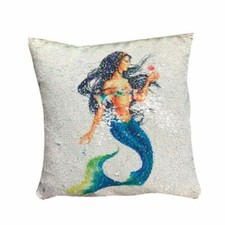Mermaid Magic Swipe Sequin Throw Pillow 16 x 16
