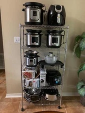 Heavy duty 5 Tier 4 Tier Steel Wire Shelving Rack Wheels Metal Storage Rolling 