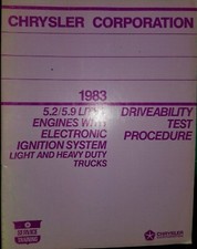 Manuel d'entretien des procédures de conduite Dodge 5.2 5.9L 1983 