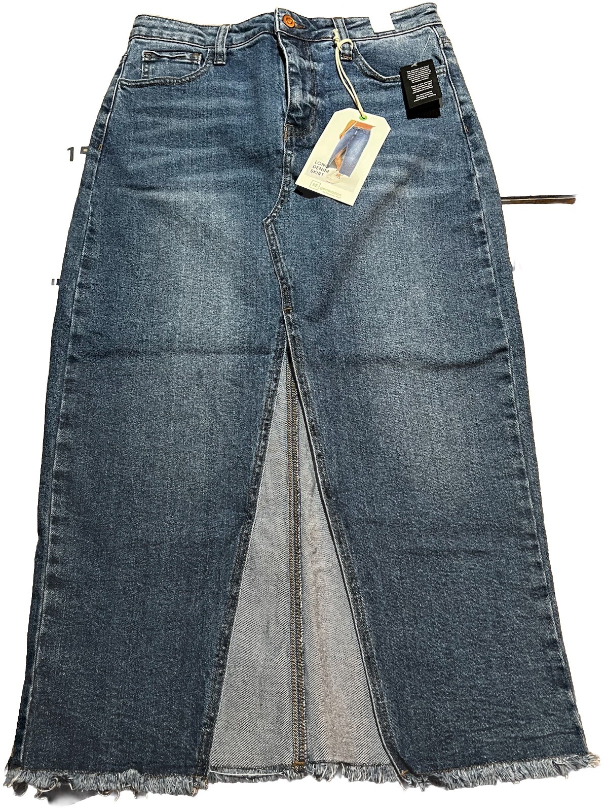 Re Generation Celebrity Pink Raw Hem Denim Long Skirt $48