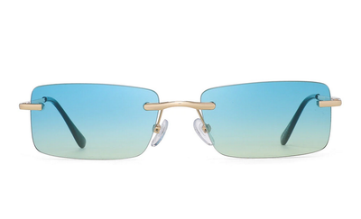 occhiali da sole da uomo e da donna con lente azzurra e montatura in oro |  eBay