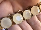 Vintage Off White Glass Crystal 1/2" Bezel and Gold Tone 18" Link Chain Necklace — photo 4