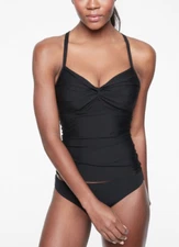 Athleta Black Twist Up Tankini Top-34D/DD-NWT