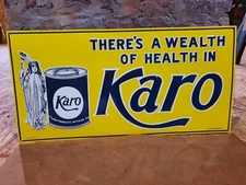 NEW OLD STOCK NOS EMBOSSED KARO CORN SYRUP USA TIN METAL SIGN MCA SIGN DESPERATE