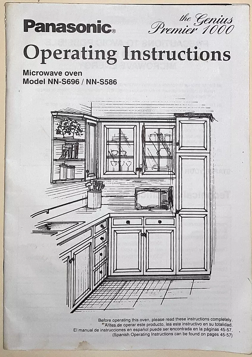 Panasonic Microwave Genius Premier 1000 Operating Instruction Model NN S696 S586