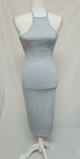 BLQ BASIQ Tank Dress Sz 1 Soft Blue Sleeveless Racer Midi Length Pullover