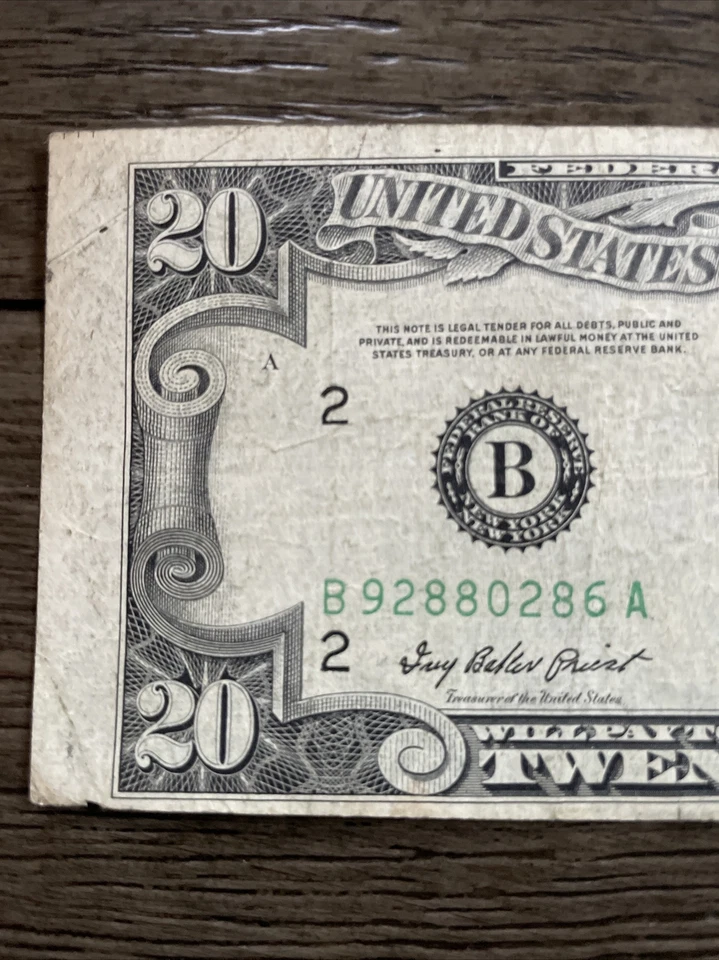 1950 - B $20 TWENTY DOLLAR Federal Reserve Banknote New York ERROR Cut! - Image 4 of 4