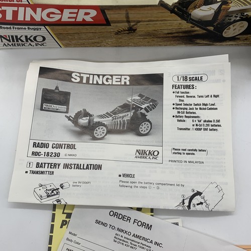 Vintage Nikko Stinger 1/18 RC Remote Control Car 18230 For Parts or Repair W/Box - Picture 10 of 14